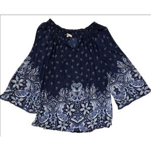 Women's Democracy Navy & White Floral Blouse Size L